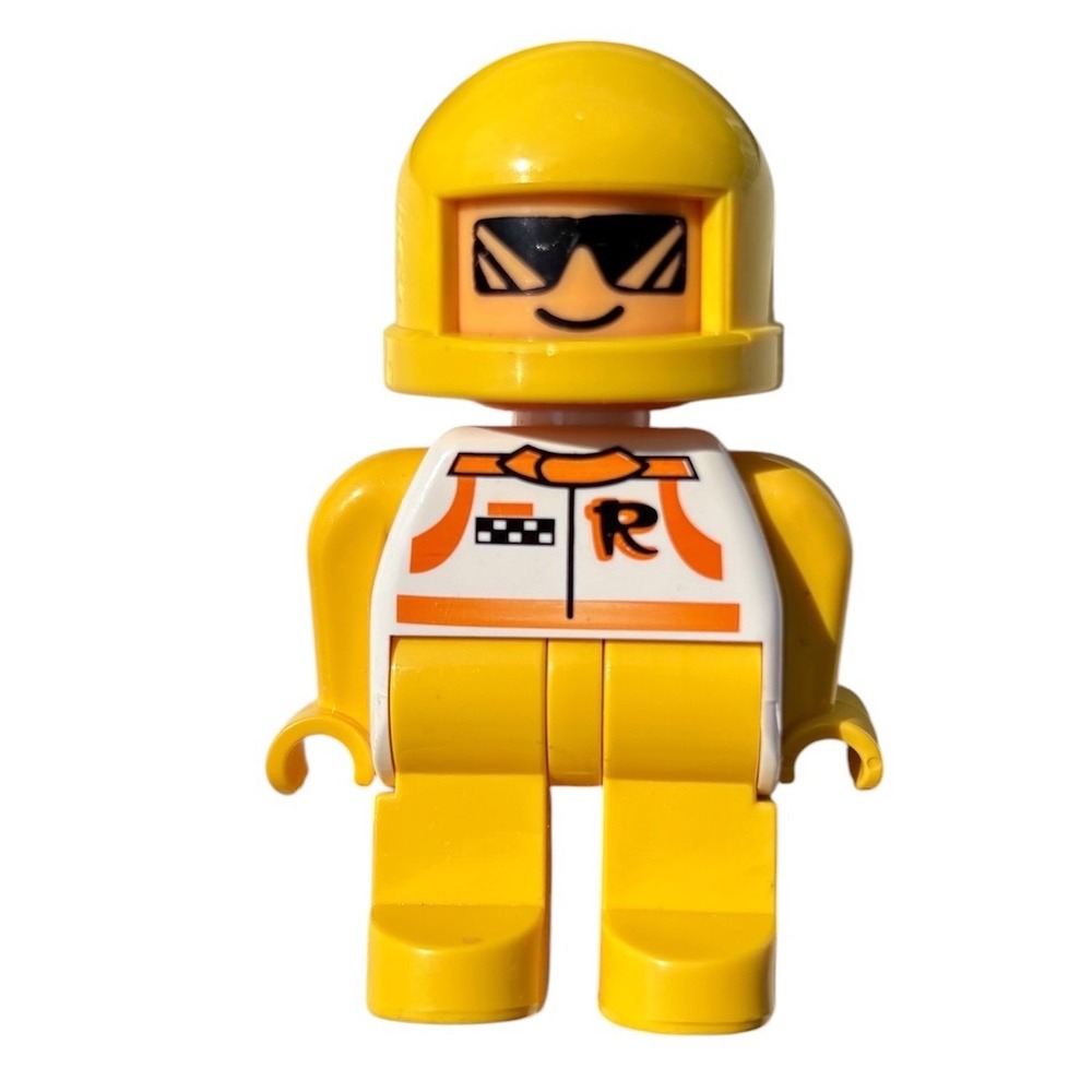 Lego Duplo Vintage 90s Race Car Driver Yellow Helmet Figure Town Community